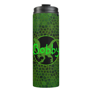Personalized Green Dinosaur Hide Thermal Tumbler