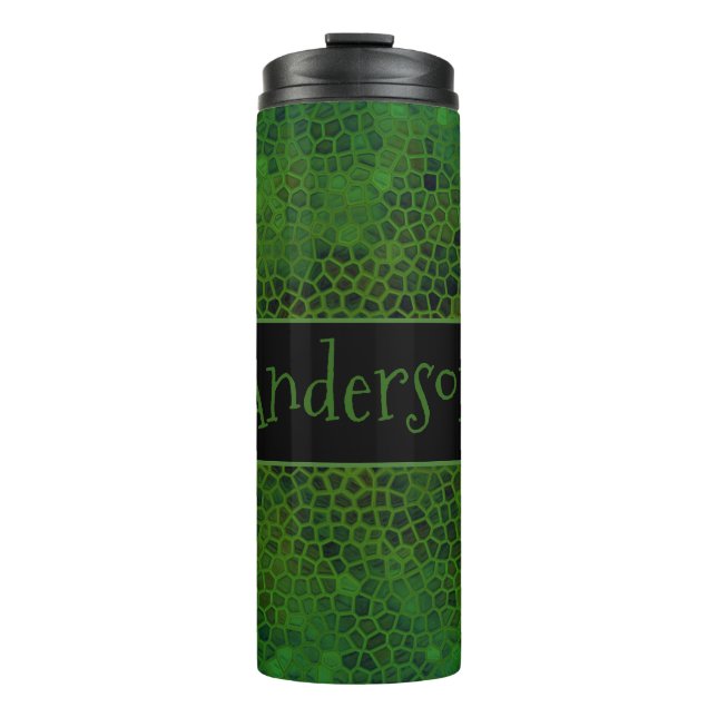 Personalized Green Dinosaur Hide Thermal Tumbler (Front)