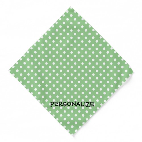 Personalized green dog bandana with cute polkadots