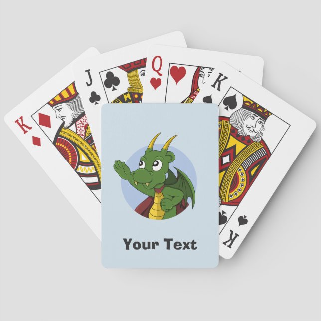Personalized Green dragon cartoon Playing Cards (Back)