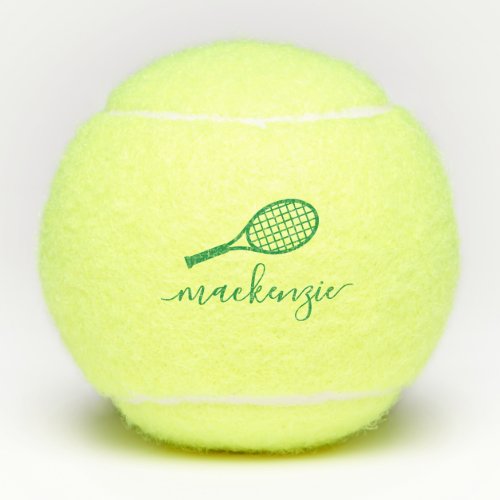 Personalized Green Elegant Script Tennis Balls