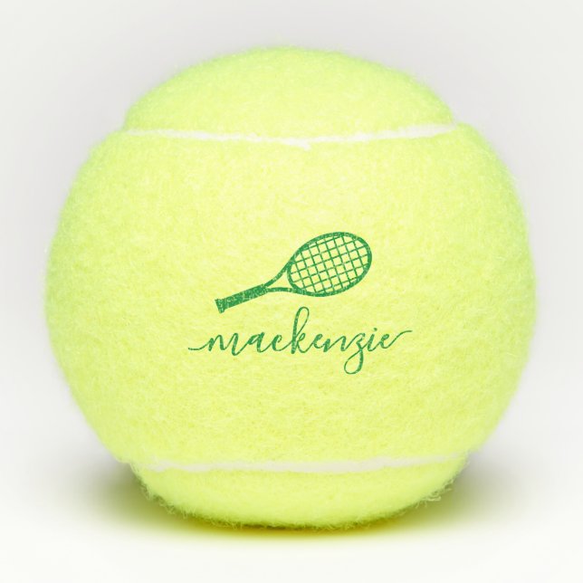 Personalized Green Elegant Script Tennis Balls (Front)