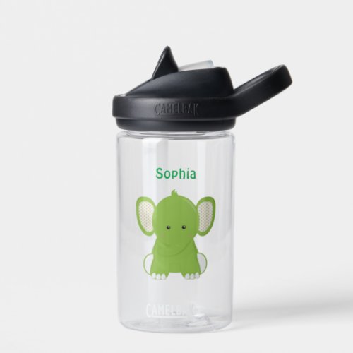 Personalized Green Elephant Water Bottle