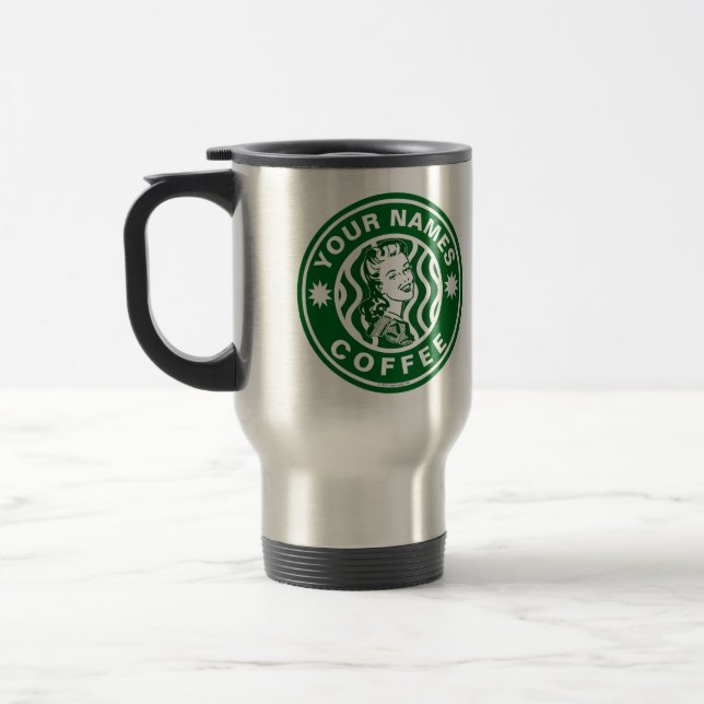 Personalized Green Emblem Logo Coffee Shop Mug (Left)