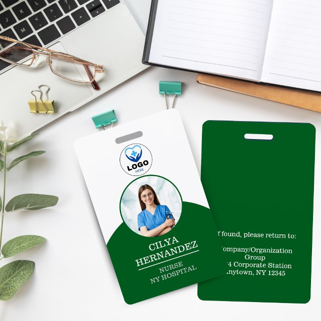 Personalized Green Employee Photo ID Badge (Personalized Green Employee Photo ID Badge)