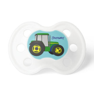 Personalized Green Farm Tractor Pacifier