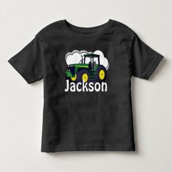 Personalized Green Farm Tractor Toddler T-shirt by DakotaInspired at Zazzle