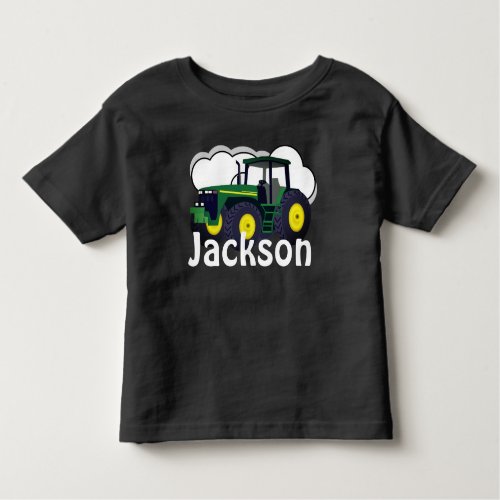 Personalized Green Farm Tractor Toddler T_shirt