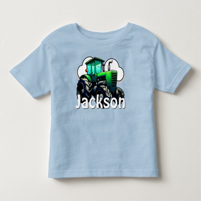 Personalized Green Farm Tractor Toddler T-shirt (Front)