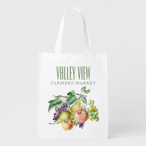 Personalized Green Farmers Market Fruit Produce Grocery Bag