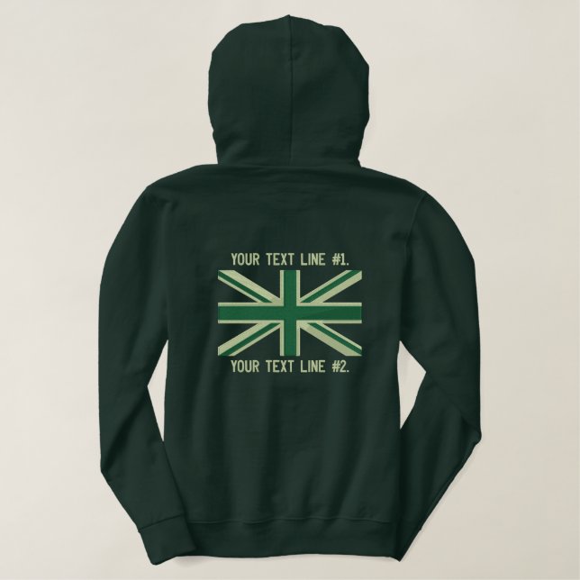Personalized Green Flag England Swag Embroidery Embroidered Hoodie (Design Back)