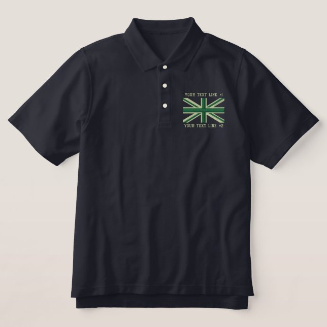 Personalized Green Flag England Swag Embroidery Embroidered Polo Shirt (Design Front)