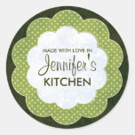 Personalized Green Floral Dot Canning Stickers at Zazzle