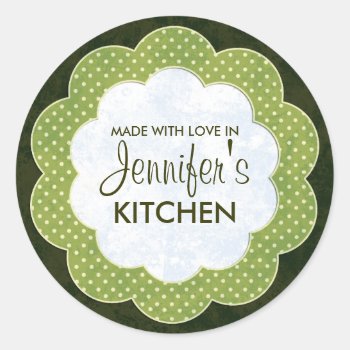 Personalized Green Floral Dot Canning Stickers by koncepts at Zazzle