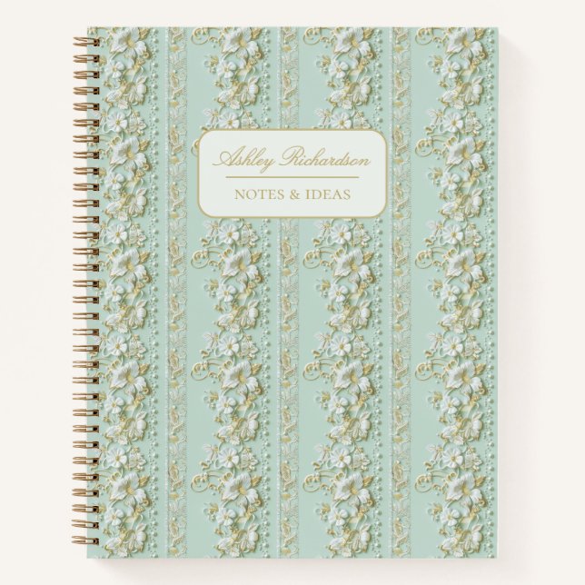 Personalized Green Floral Notebook (Front)