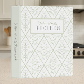 Personalized Green Floral Recipe Binder