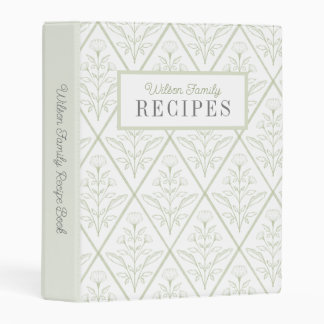 Personalized Green Floral Recipe Binder