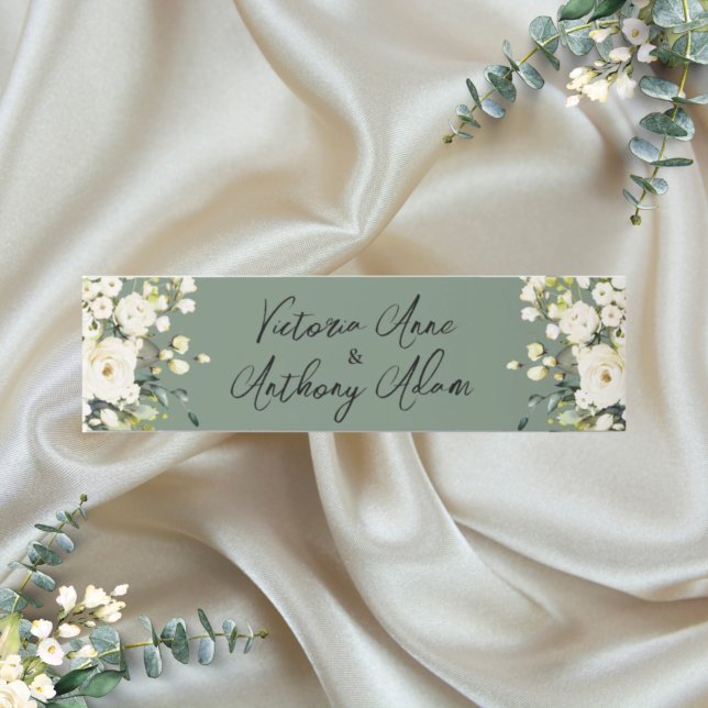 Personalized Green Floral Wedding Invitation Belly Band (Creator Uploaded)