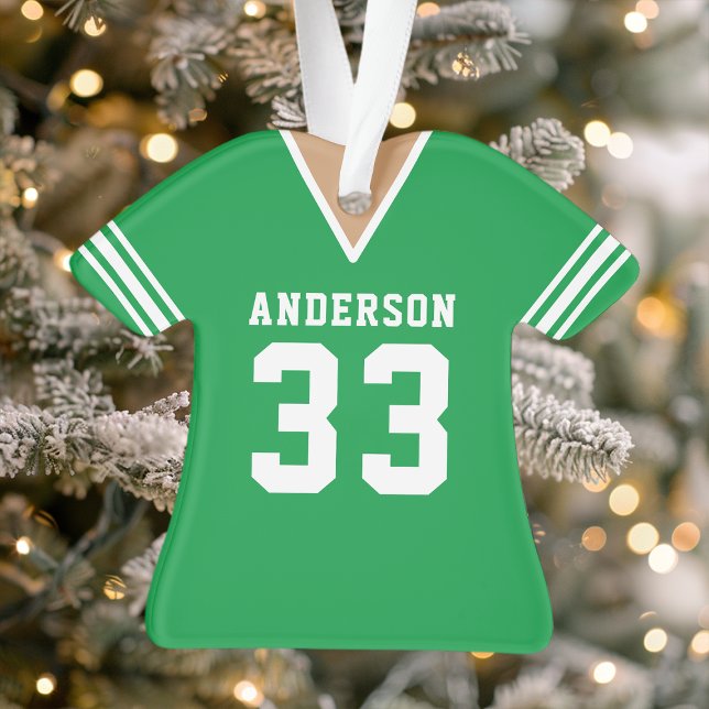 Personalized Green Football Jersey  Ornament (Creator Uploaded)