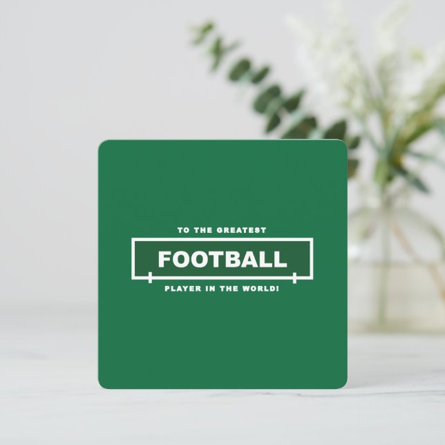 Personalized Green Football Player Birthday  Card (Standing Front)