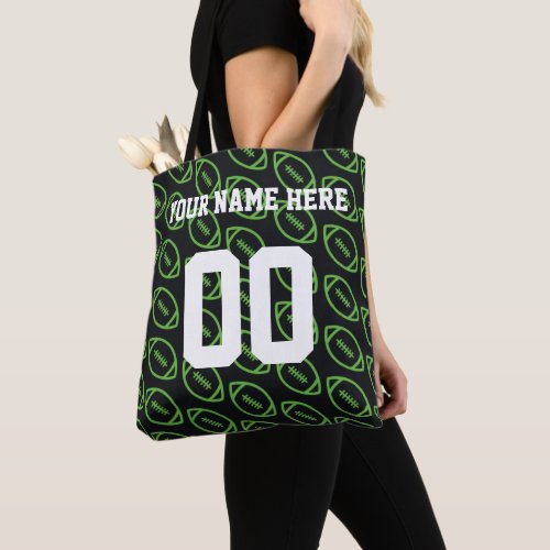 Personalized Green Football Sports Tote Bag