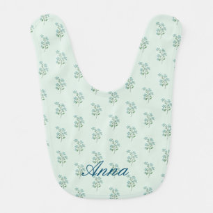 Personalized Green Forget Me Not Baby Bib