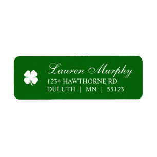 Personalized Green Four Leaf Clover Irish Label