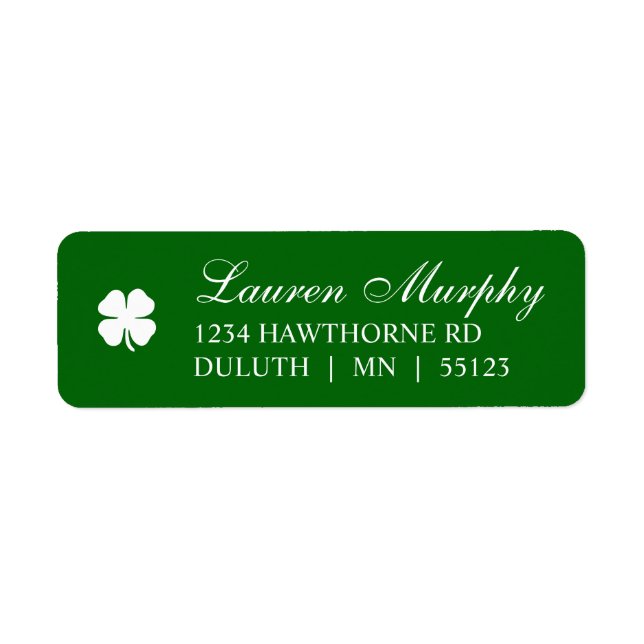Personalized Green Four Leaf Clover Irish  Label (Front)