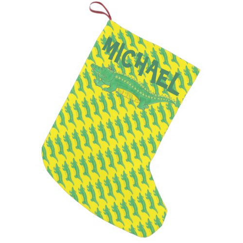 Personalized Green Gator Alligator Croc Crocodile Small Christmas Stocking