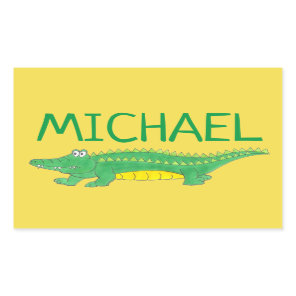 Personalized Green Gator Alligator Crocodile Croc Rectangular Sticker
