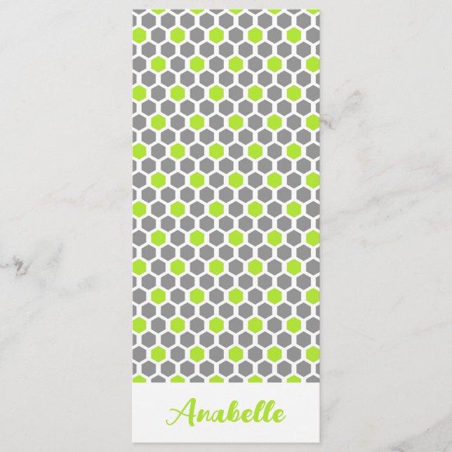 Personalized Green Geometric Hexagon Bookmark (Front)