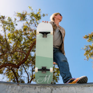 Personalized Green Geometric Pattern Skateboard