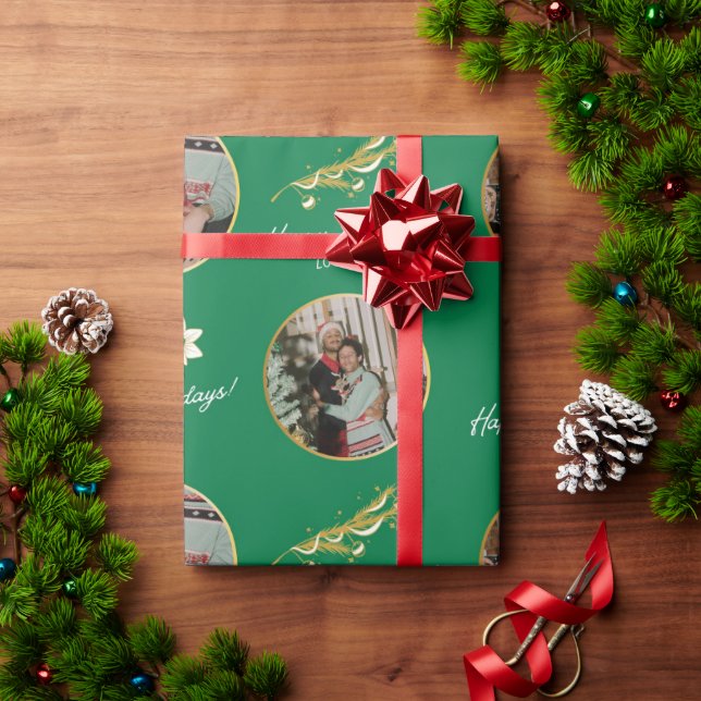 Personalized Green Gift Wrap Papers - Christmas Ho (Holiday Gift)