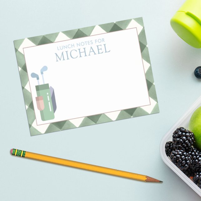 Personalized Green Gingham Golf Kids Lunch Box  Post-it Notes (Creator Uploaded)