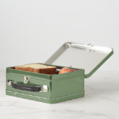 Personalized green gingham metal lunch box | Zazzle