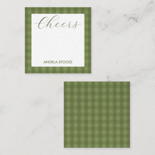 Personalized Green Gingham Note Card