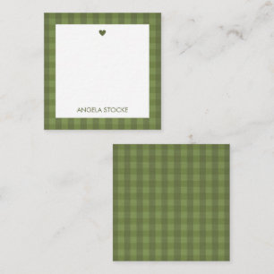 Personalized Green Gingham Note Card