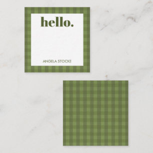 Personalized Green Gingham Note Card