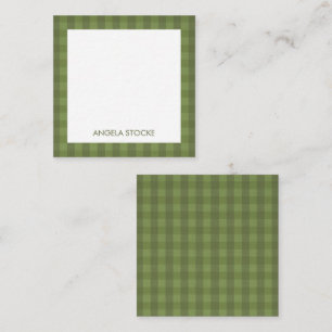 Personalized Green Gingham Note Card