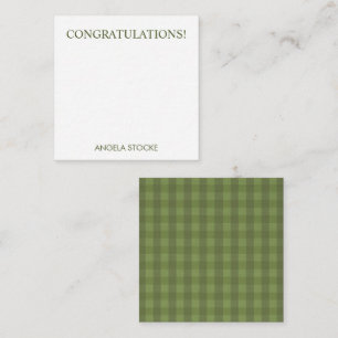 Personalized Green Gingham Note Card