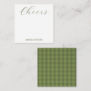 Personalized Green Gingham Note Card