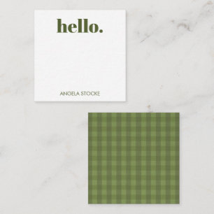 Personalized Green Gingham Note Card