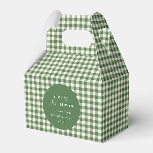 Personalized Green Gingham Plaid Name Christmas Favor Boxes