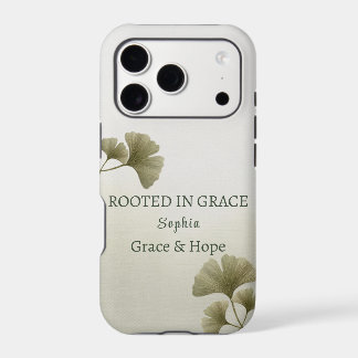 Personalized Green Ginkgo Leaf Custom Name iPhone 17 Pro Case