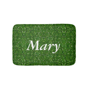 Personalized Green Glitter Bath Mat