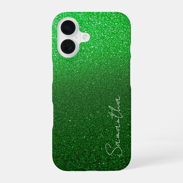 Personalized Green Glitter Iphone Case (Back)
