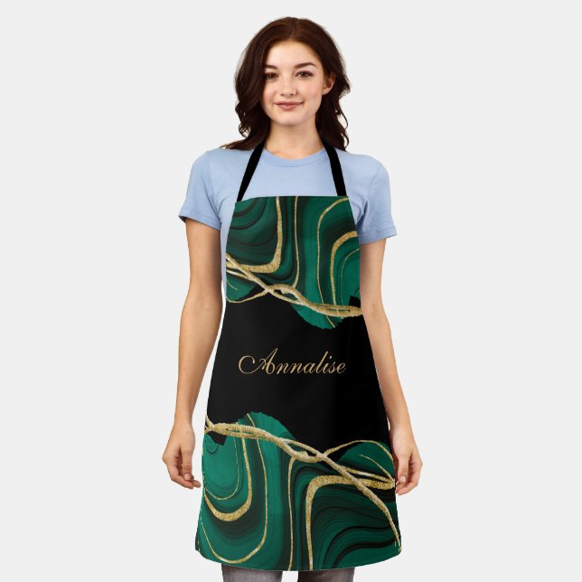 Personalized Green Gold Agate Apron (Worn)