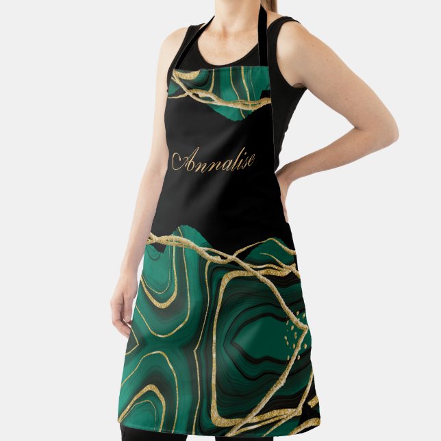 Personalized Green Gold Agate Apron (Insitu)