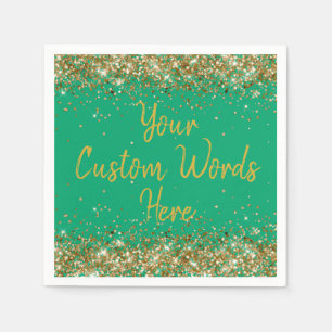 Personalized Green Gold Birthday Party Anniversary Napkins