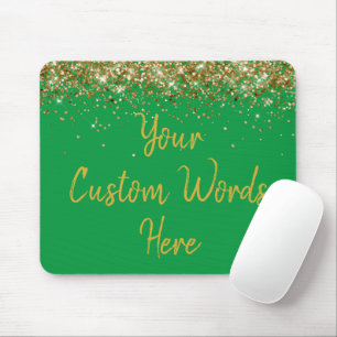 Personalized Green & Gold Gamer Her Birthday Gift Mouse Pad